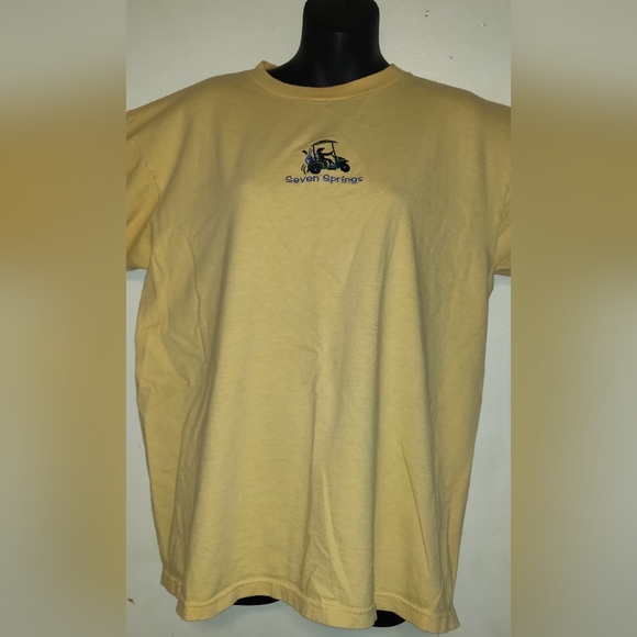 7 Seven Springs Yellow T-shirt SKI & GOLF RESORT Pennsylvania SIZE LARGE L - Picture 2 of 6